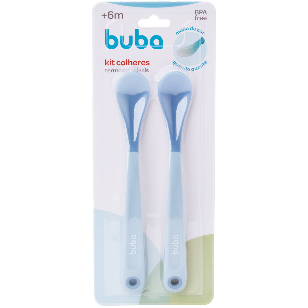 Kit 2 Colheres Termossensiveis, Azul - Buba
