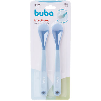 Kit 2 Colheres Termossensiveis, Azul - Buba