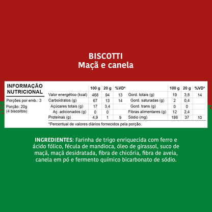 Biscoito Infantil Biscotti: Maçã e Canela, 60g - Papapá