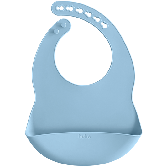 Babador em Silicone com Pega-Migalhas - Azul