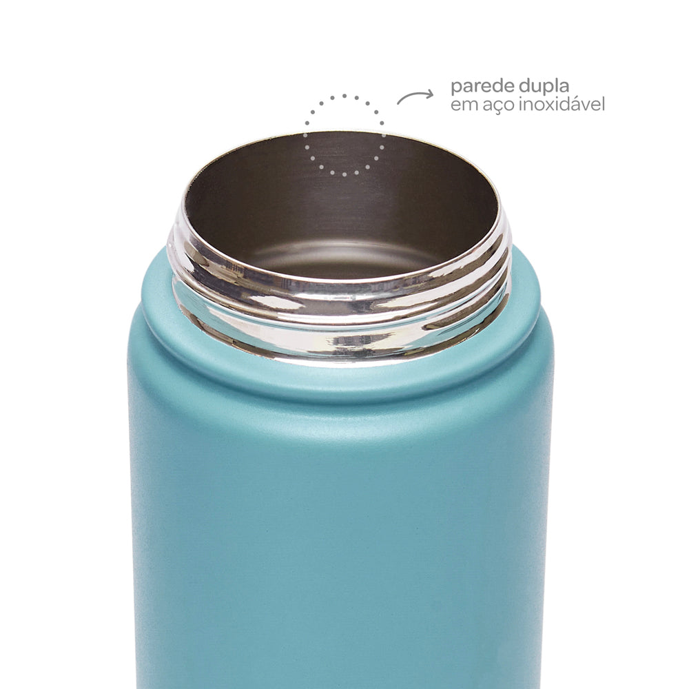 Copo Termico Parede Dupla, 600ml, Verde - Buba