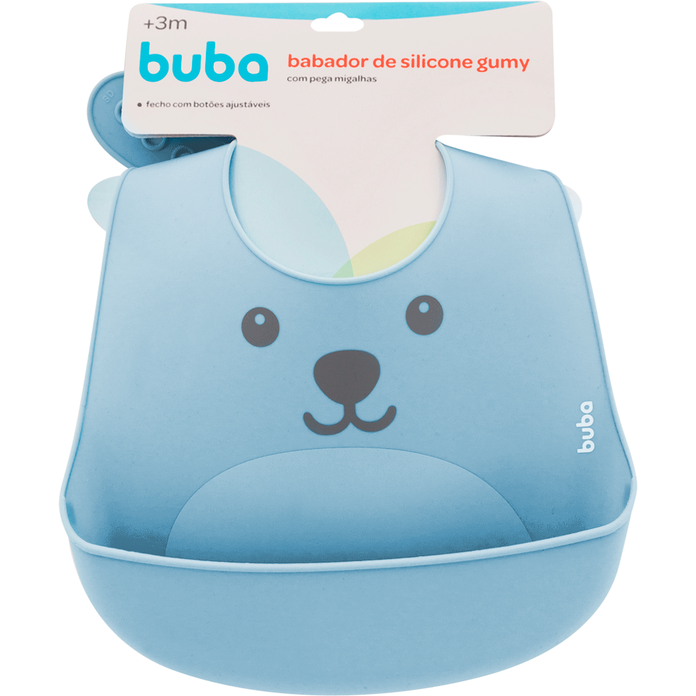 Babador em Silicone com Pega-Migalhas Gumy - Azul