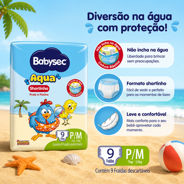 Fralda para Piscina P/M com 9 un - Babysec Aqua