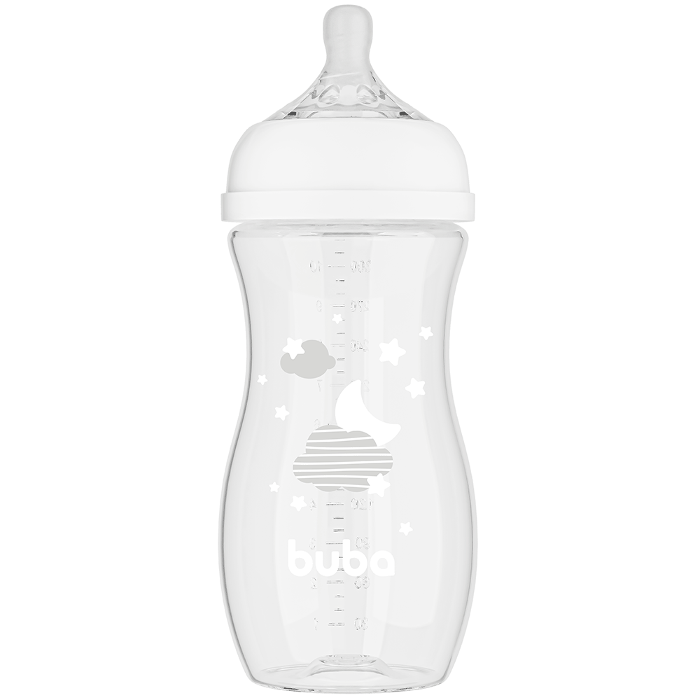Mamadeira Easy Flow Nuvem Branca, 330ml, Anticolica - Buba