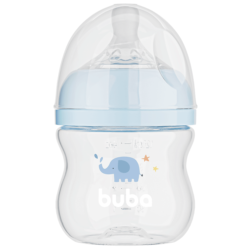 Mamadeira Easy Flow Elefante Azul, 120ml, Anticolica - Buba