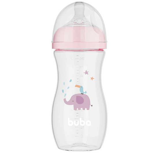 Mamadeira Easy Flow Elefante Rosa, 330ml, Anticolica - Buba