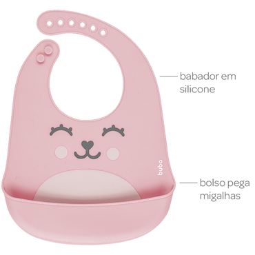 Babador em Silicone com Pega-Migalhas Gumy - Rosa
