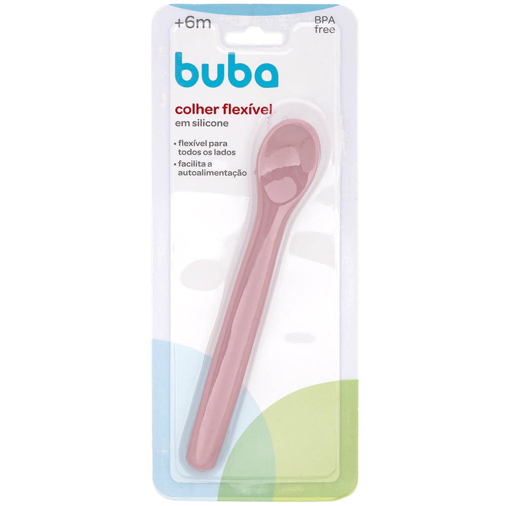 Colher Flexivel em Silicone - Rosa