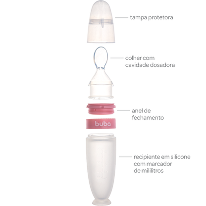 Colher Dosadora em Silicone com Ventosa - Rosa
