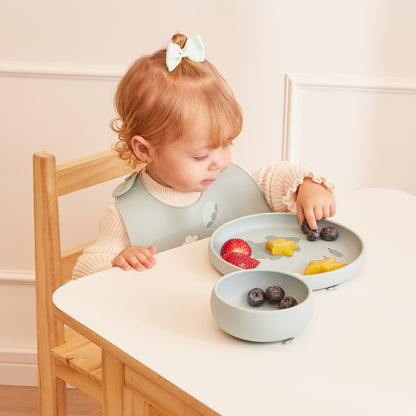Bowl em Silicone com Ventosa Verde, Cloudy - Buba