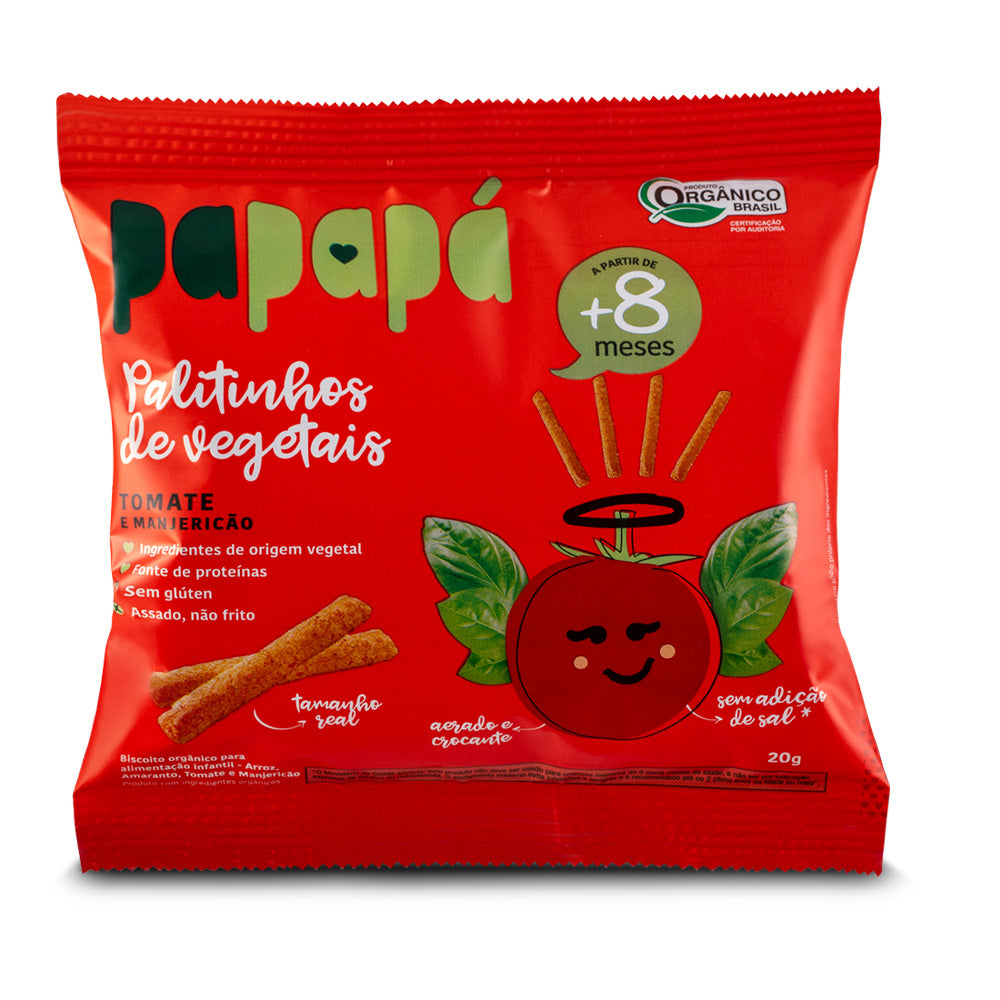 Palitinhos de Vegetais Tomate e Manjericão 20g