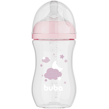 Mamadeira Easy Flow Nuvem Rosa, 270ml, Anticolica - Buba