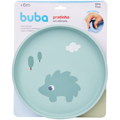 Pratinho em Silicone com Ventosa Verde, Cloudy - Buba