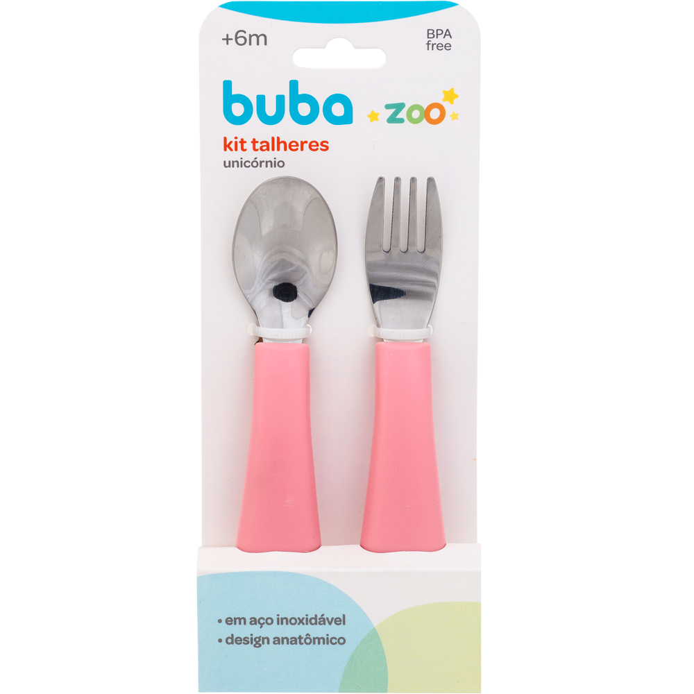 Kit Talheres Buba Zoo - Rosa