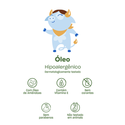 Óleo Hipoalergênio com Oleo de Amendoas, 120ml - Baruel Baby