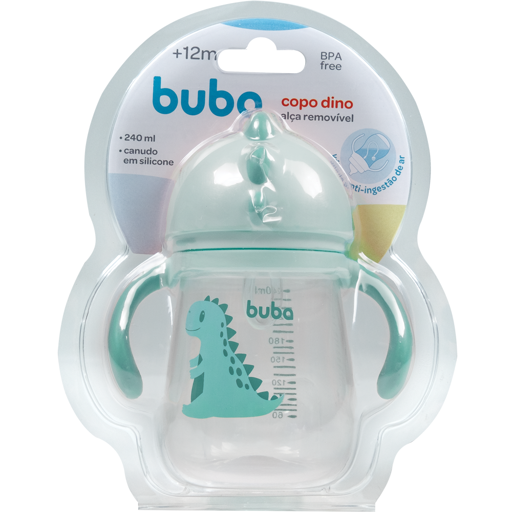Copo com Dispositivo Canudo Dino - Verde
