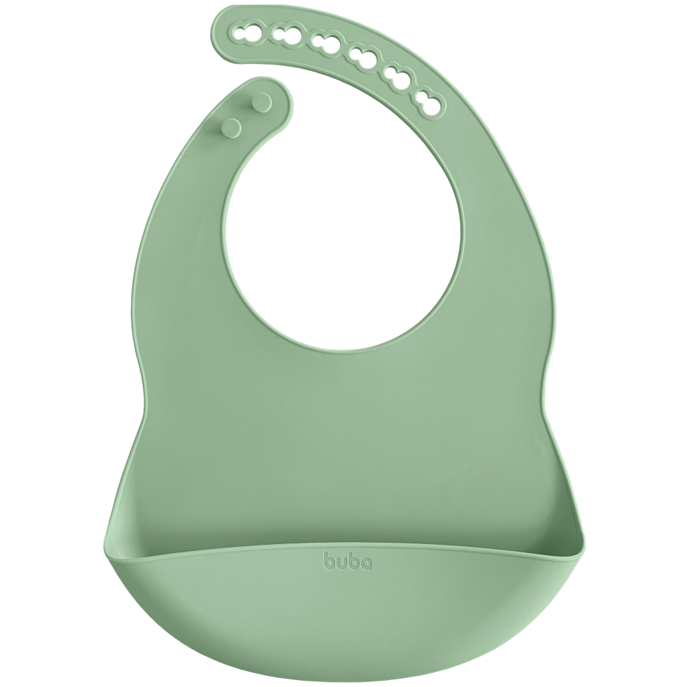 Babador em Silicone com Pega-Migalhas - Verde