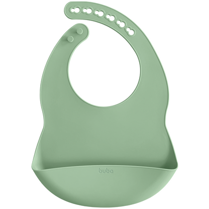 Babador em Silicone com Pega-Migalhas - Verde