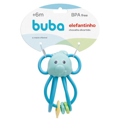 Chocalho Divertido Elefantinho Azul - Buba