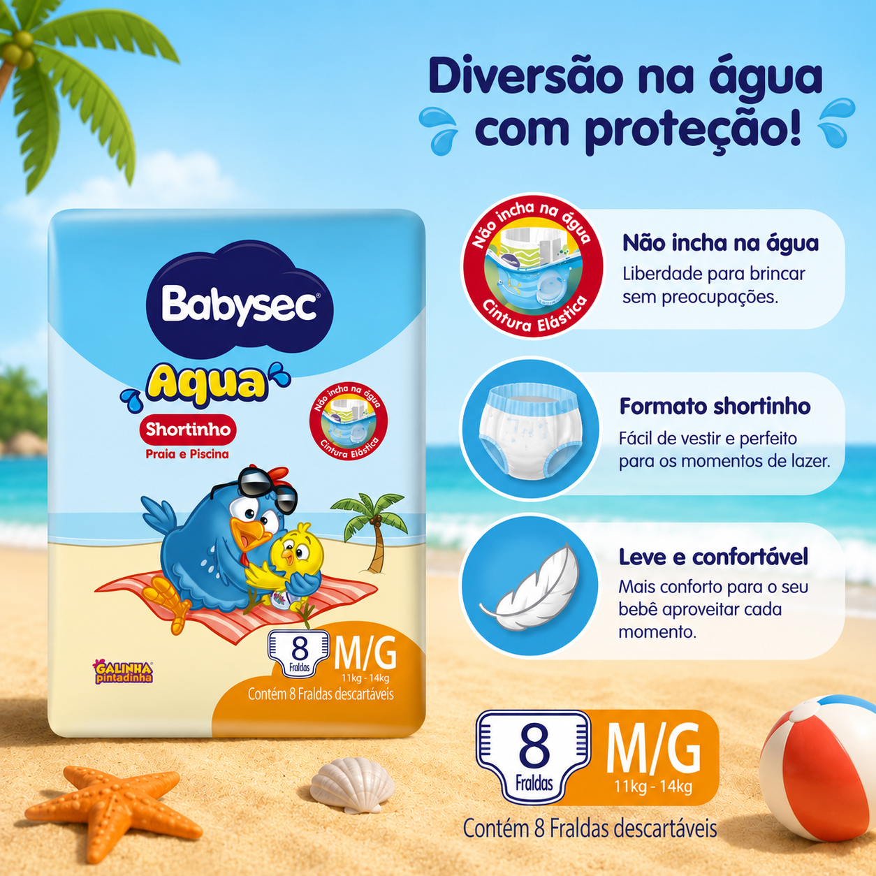 Fralda para Piscina M/G com 8 un - Babysec Aqua