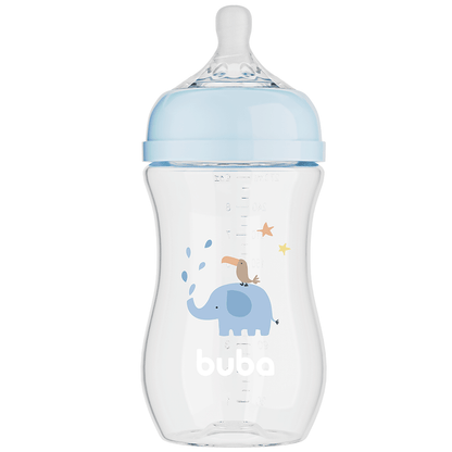 Mamadeira Easy Flow Elefante Azul, 270ml, Anticolica - Buba