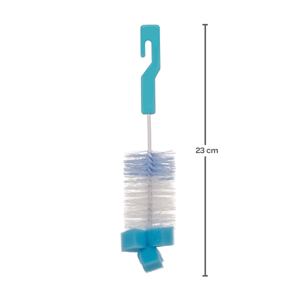Kit Escovas para Mamadeira e Bico com Esponja - Azul