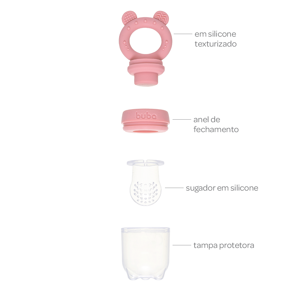Porta-Frutinhas em Silicone Ursinho Rosa - Buba