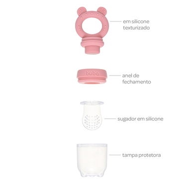 Porta-Frutinhas em Silicone Ursinho Rosa - Buba