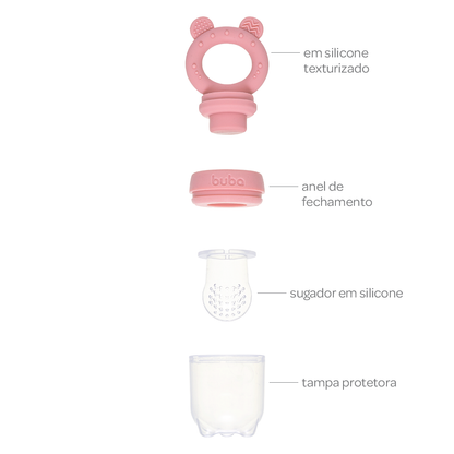 Porta-Frutinhas em Silicone Ursinho Rosa - Buba