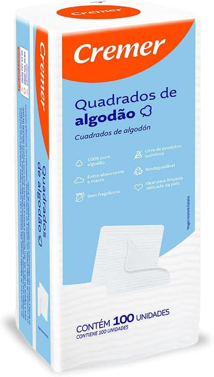 Algodao Quadrado com 100 unidades - Cremer