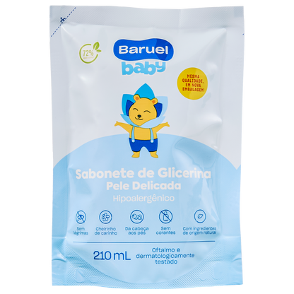 Refil Sabonete Liquido Pele Delicada, 210ml - Baruel Baby