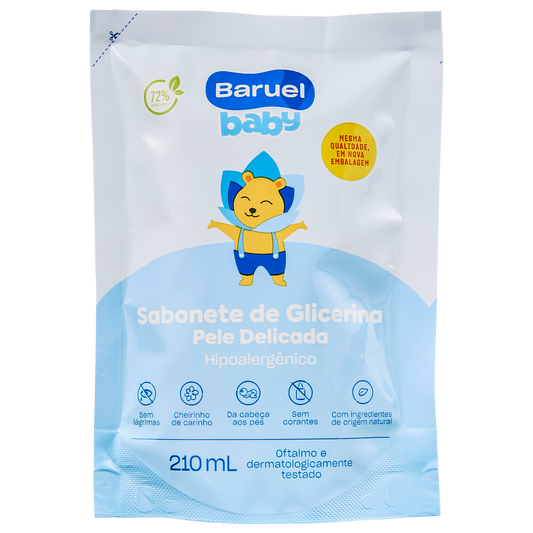Refil Sabonete Liquido Pele Delicada, 210ml - Baruel Baby