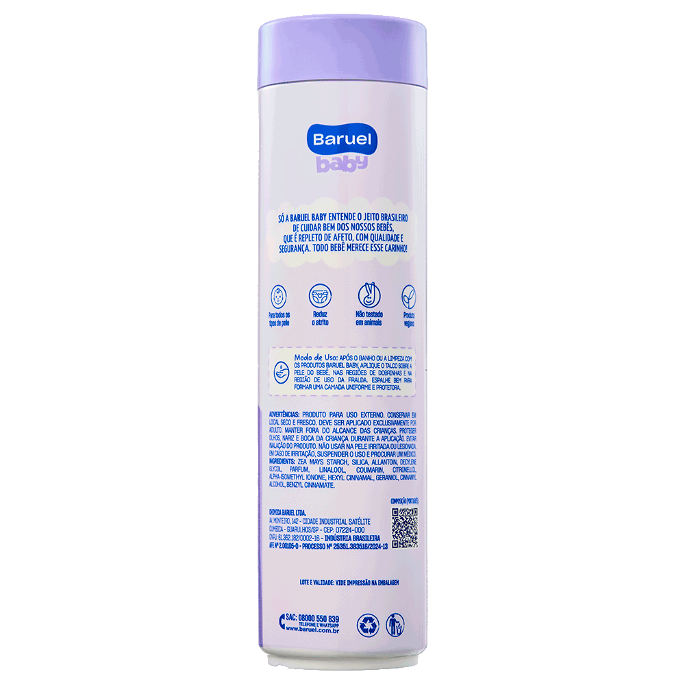 Talco (Previne Assaduras), 100g - Baruel Baby