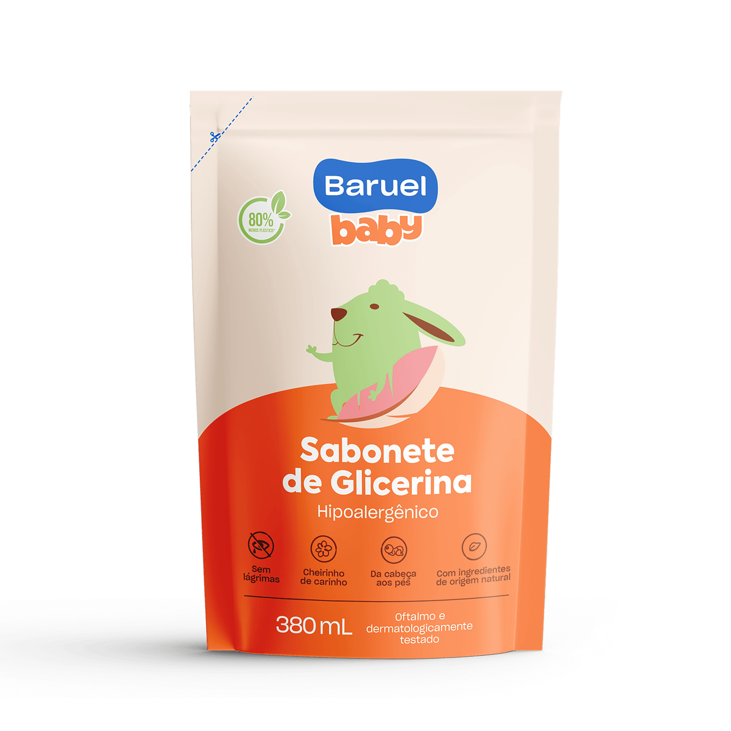 Refil Sabonete Liquido Glicerina, 380ml - Baruel Baby