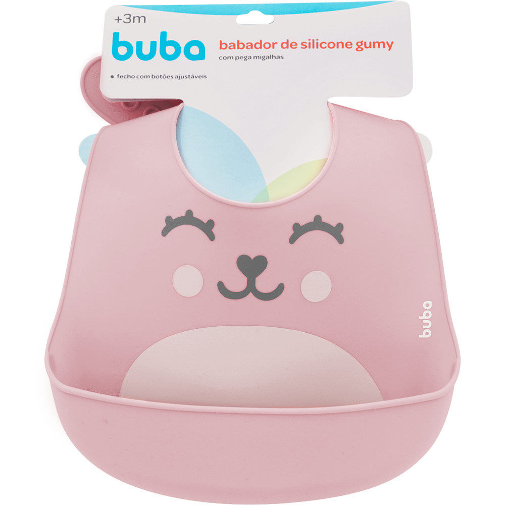 Babador em Silicone com Pega-Migalhas Gumy - Rosa