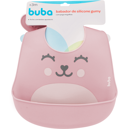 Babador em Silicone com Pega-Migalhas Gumy - Rosa