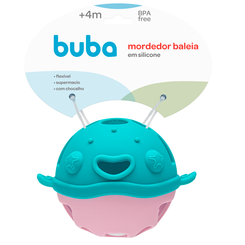 Mordedor Baleia Rosa em Silicone - Buba