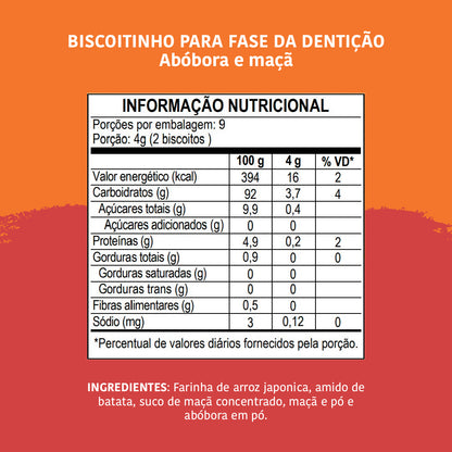 Biscoitinho para fase da Dentição, Abóbora e Maçã, 36g - Papapá