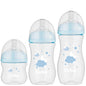 Kit 3 Mamadeiras Easy Flow Nuvem Azul, 120ml/270ml/330ml, Anticolica - Buba