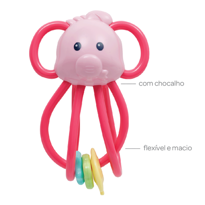 Chocalho Divertido Elefantinho Rosa - Buba