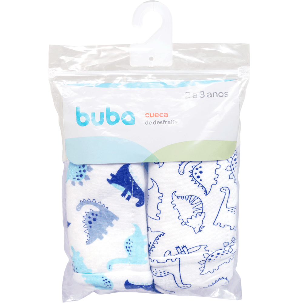 Kit Cuecas de Desfralde Dino, 2 unidades, Tamanho P - Buba