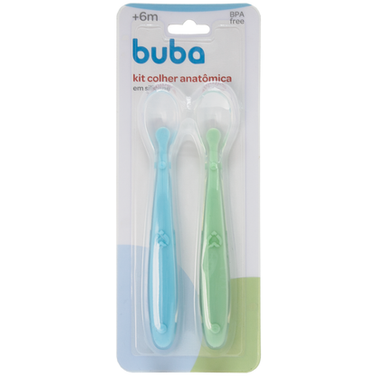 Kit 2 Colheres em Silicone - Azul/Verde