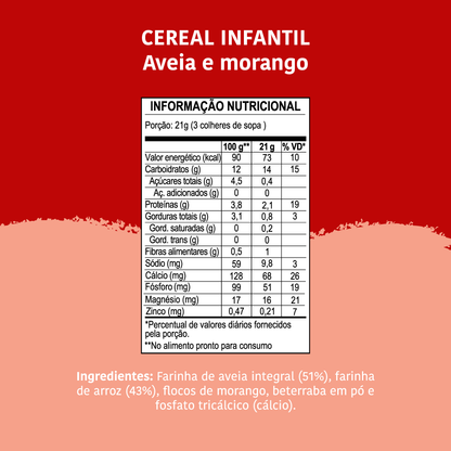 Cereal Infantil: Aveia, Morango e Beterraba, Pouch, 170g - Papapá