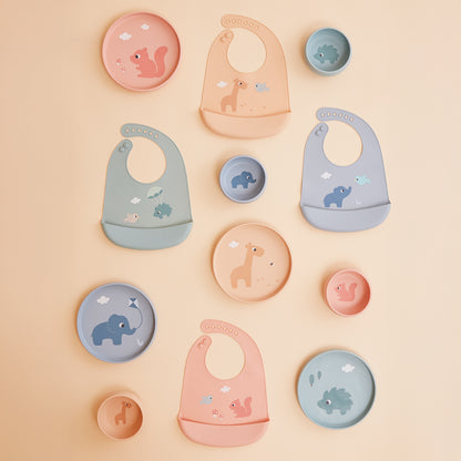 Babador em Silicone com Pega-Migalhas Bege, Cloudy - Buba