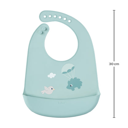 Babador em Silicone com Pega-Migalhas Verde, Cloudy - Buba
