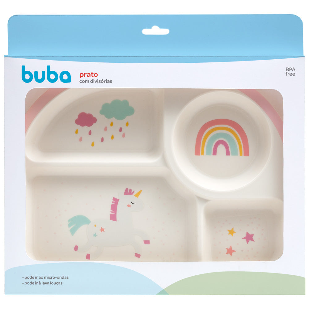 Prato com Divisórias Buba Magic - Unicórnio