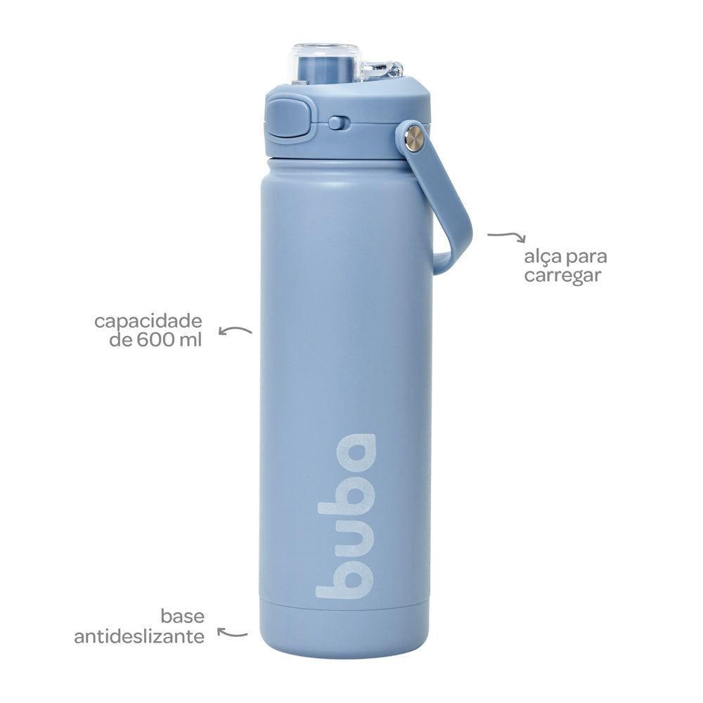 Copo Termico Parede Dupla, 600ml, Azul - Buba