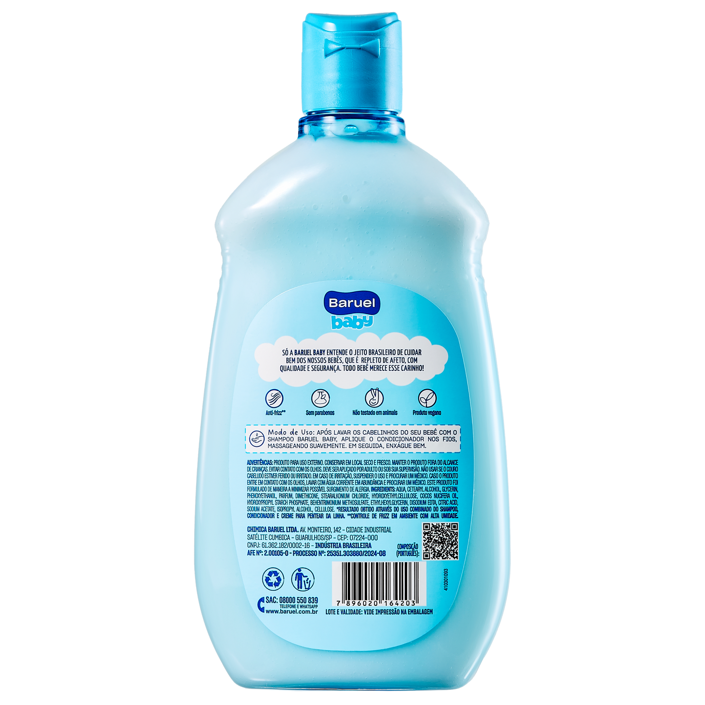 Condicionador Cabelos Crespos, 400ml - Baruel Baby