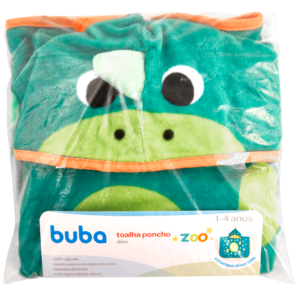 Toalha Poncho Buba Zoo - Dino