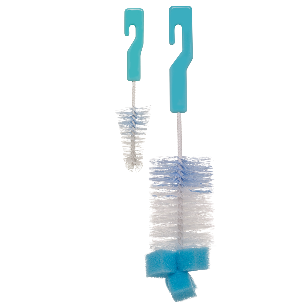 Kit Escovas para Mamadeira e Bico com Esponja - Azul